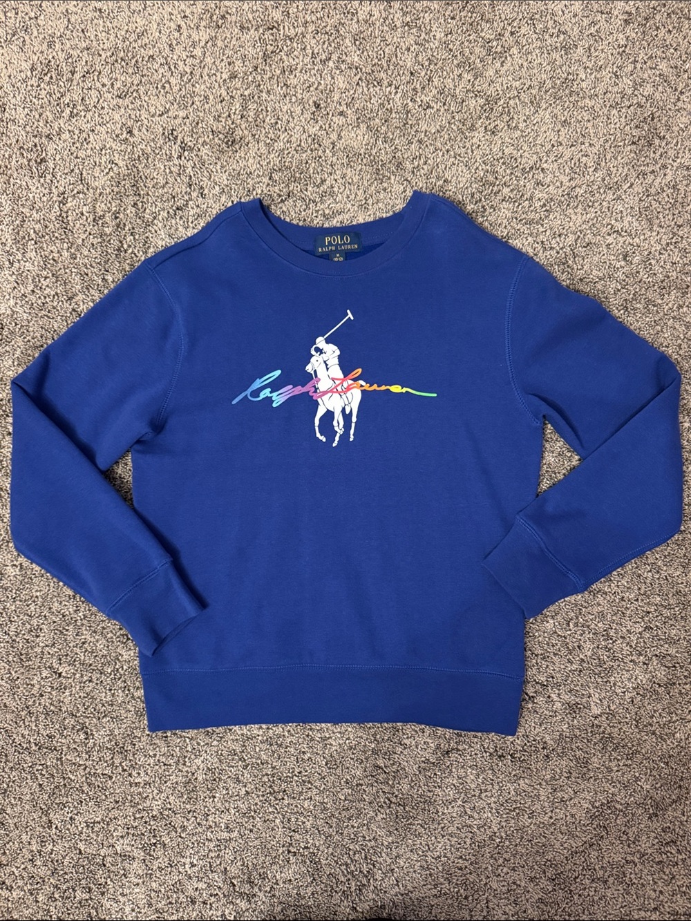Polo Ralph Lauren Royal Blue Sweatshirt with Neon Pony Logo